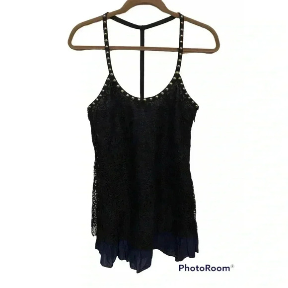 Free People Womens Size 4 Studded Strap Lace Tunic Dress - Picture 1 of 11